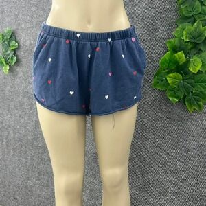 Mighty Fine Heart Print navy blue Short Shorts